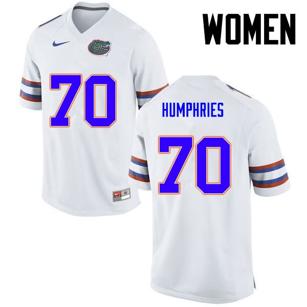 Women's NCAA Florida Gators D.J. Humphries #70 Stitched Authentic Nike White College Football Jersey YZC4465EX